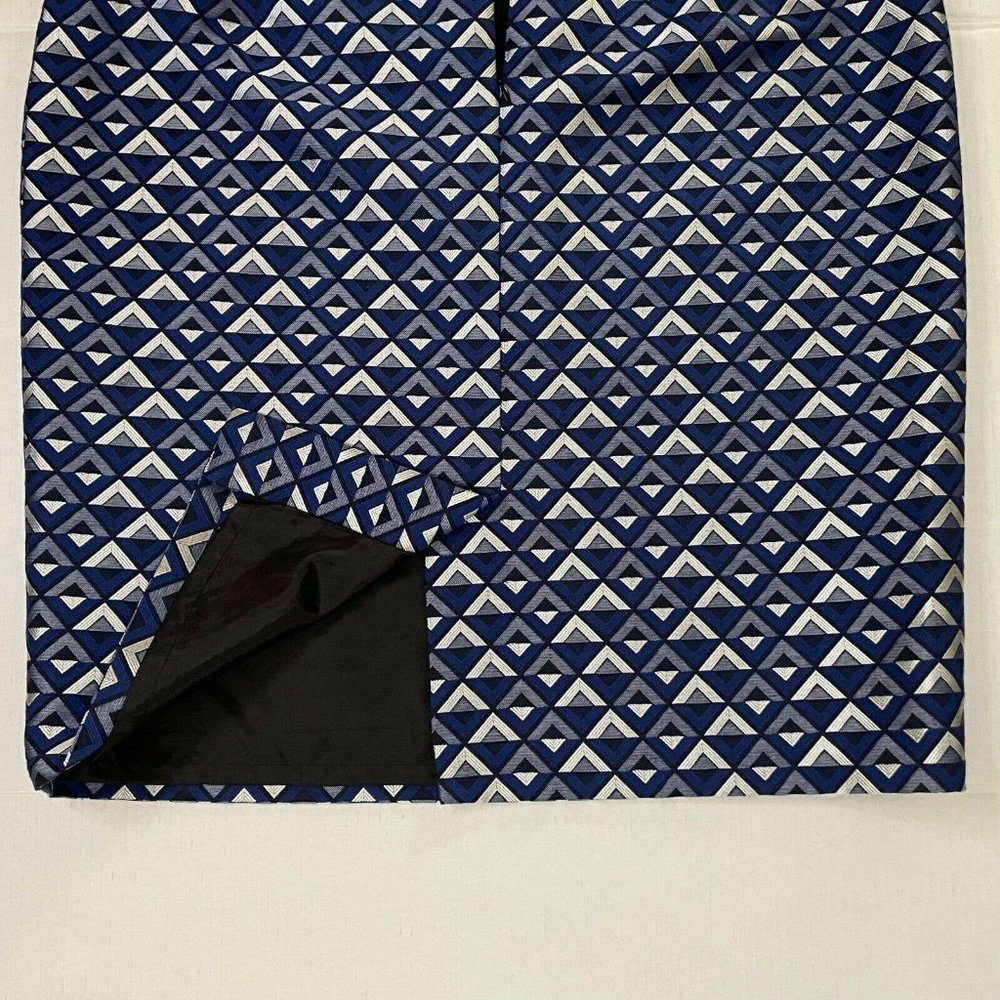 Jones Studio Separates Blue & Silver Diamonds Patterned Pencil Skirt Size 16 - Picture 5 of 12